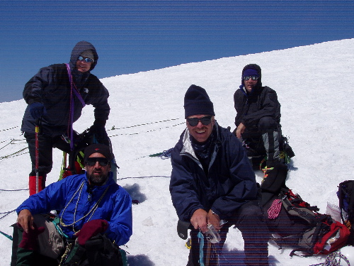 Ken (standing), Foo'ball, Dave & Tad on summit(?) of Rainier