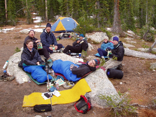 Ken, Duane, Dave, Michael, Randuu, Tad, and Jim in Silver Star Mountain campsite