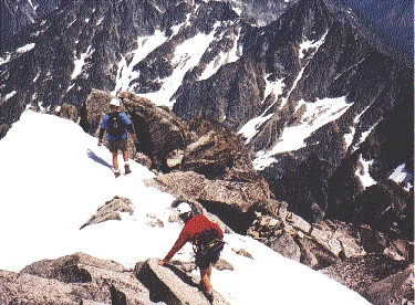 Ibby & Oanh descending from summit
