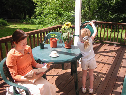 Watering Aunt Cindy's new plants