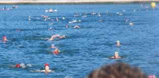 Cindi leading the field in the swim